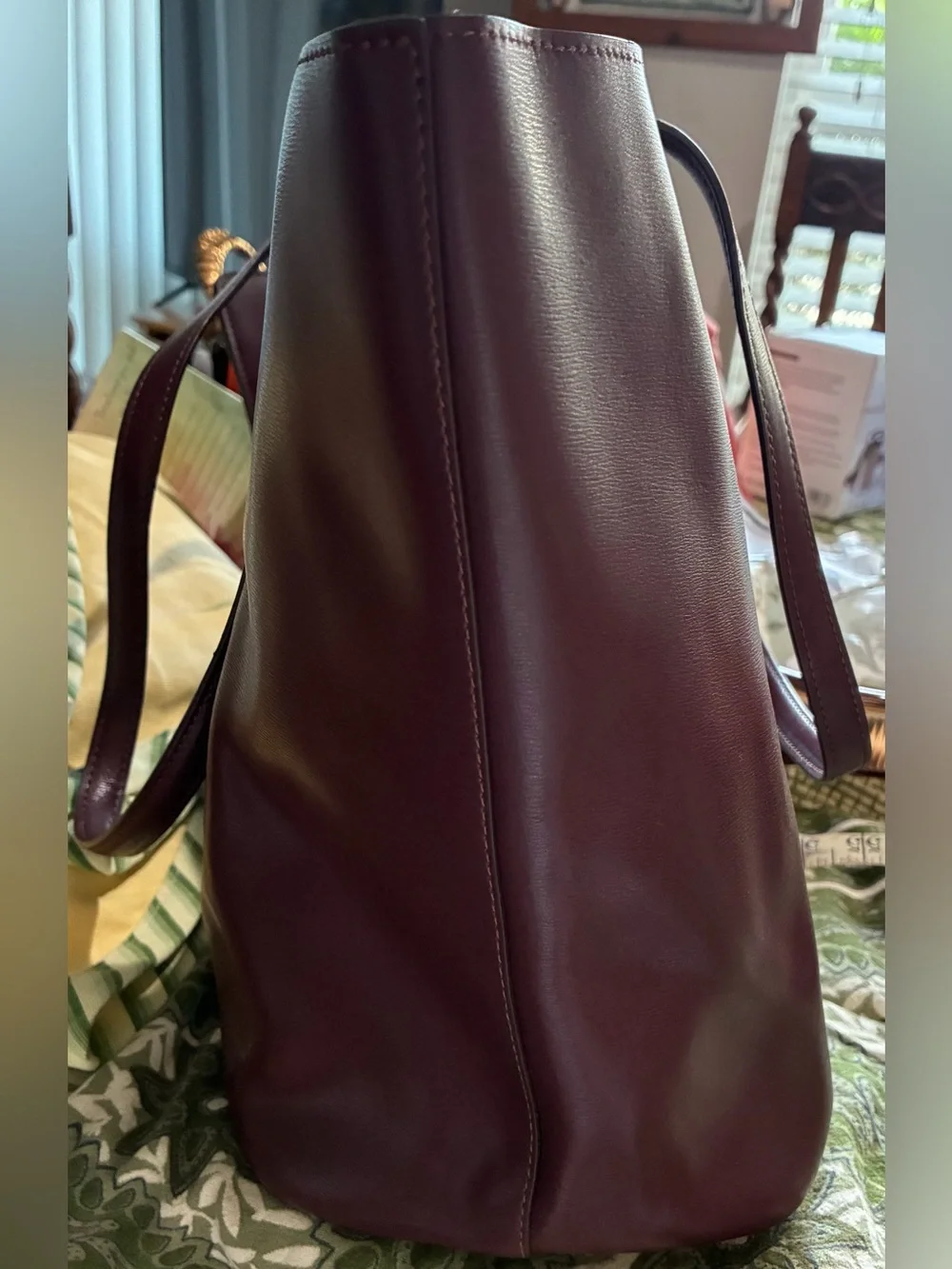 Ferragamo Gancini Tote Plum/Burgandy w/Gold Hardware. New, estate find. Stunning